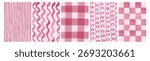 Scallop, wavy shaped backgrounds.  Geometric line, stripped, checked, plaid pattern. Hand painted watercolor backgrounds.