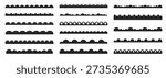 Scalloped border fluffy scalloped edge set. lace border, textile frill stripe. Cutout wavy decoration line frame collection