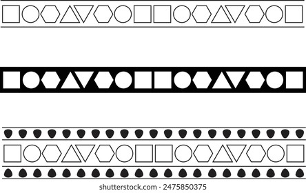 Scalloped border simple divider ornament edge cutout decoration isolated on white background.