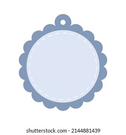 Scalloped Circle Hang Tag Icon. Clipart Image Isolated On White Background