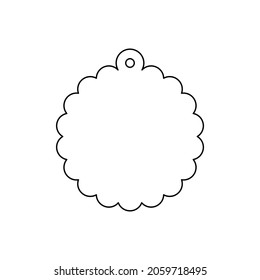 Scalloped Circle Hang Tag Outline Icon. Clipart Image Isolated On White Background