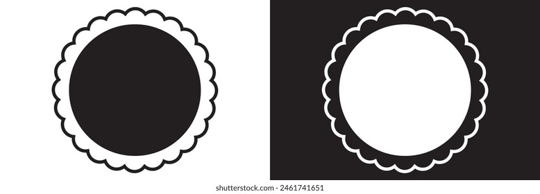 Form und Symbol für Rahmen des Wölbungskreises. Clipart Bild isoliert auf weißem und schwarzem Hintergrund. Blumen-Silhouetten-Spitzenrahmen.