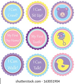 Scalloped Circles - Baby Saying Set