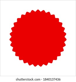 scalloped circles vector. Red Stamps vector icon isolated on blank background
