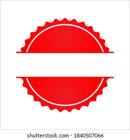 scalloped circles vector. Red Stamps vector icon isolated on blank background