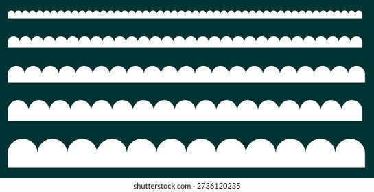 Scalloped Edge Border Pattern White Decorative Trim Wave Design Collection Set