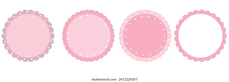 Scalloped edge border silhouette shapes, wavy borders isolated on white background. Scallop stamp, rectangle frame.