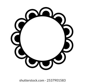 Quadro circular de borda recortada. Borda redonda simples recortada. Estrutura de padrão de renda de tecido. Repita o ornamento bonito vintage frill. Fita de textura. Ilustração vetorial isolada sobre fundo branco.