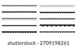 Scalloped edge lace border, textile frill stripe. scalloped border, frame, pattern isolated. Zigzag edge border, cutout decoration line frame collection