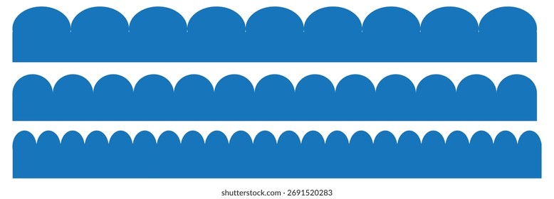 Conjunto de vetor sem emenda de borda recortada. Forma simples de borda recortada. Borda recortada. Ilustração de fitas de textura isolada no fundo branco.