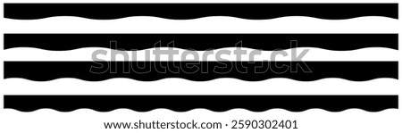 Scalloped edge seamless Vector set. Simple scalloped border. Fabric laces silhouette. borders and dividers. Texture ribbons. Vector illustration isolated on white background.
