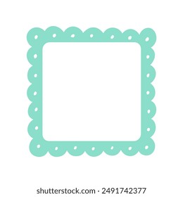 Scalloped Edge Square Frame Badge Vector. Simple label sticker template. Cute vintage frill ornament. Vector illustration isolated on white background.