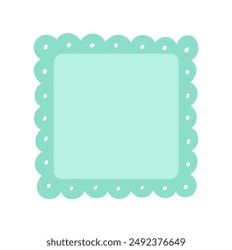 Scalloped Edge Square Frame Badge Vector. Simple label sticker template. Cute vintage frill ornament. Vector illustration isolated on white background.