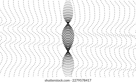 Elemento de vieira en el fondo de un diseño vectorial de líneas de onda punteadas negras para azulejos, textiles, carteles, presentaciones, banners   