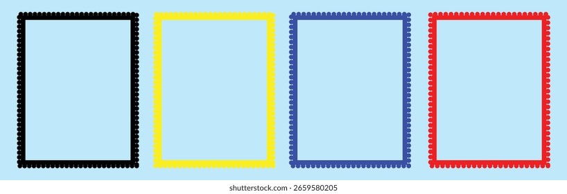 conjunto de quadros recortado. Adesivos ondulados em ziguezague geométricos. Coleção de formas de retângulo em zigue/zague da borda abstrata.