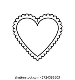 Scalloped heart outline vector flat illustration design