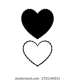 Scalloped heart silhouette vector flat illustration design.