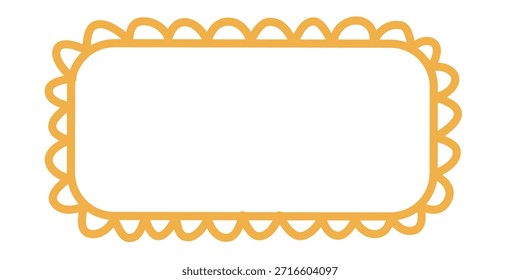Marco de rectángulo festoneado en estilo de contorno dibujado a mano para diseños artesanales y decorativos. Ideal para invitaciones, tarjetas y embalajes.