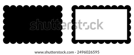 Scalloped rectangle frames template. Clipart image vector illustration isolated on white background.