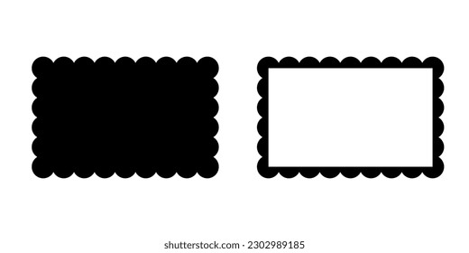 Scalloped rectangle shape and frame template. Clipart image.