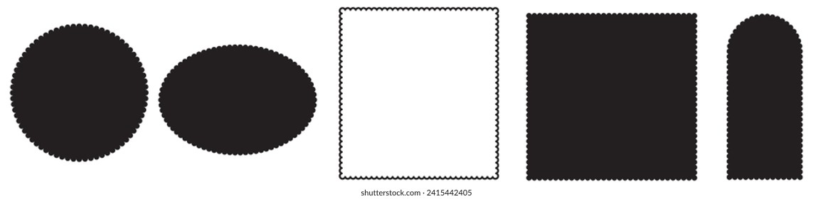 Scalloped rectangle shape and frame template. Clipart