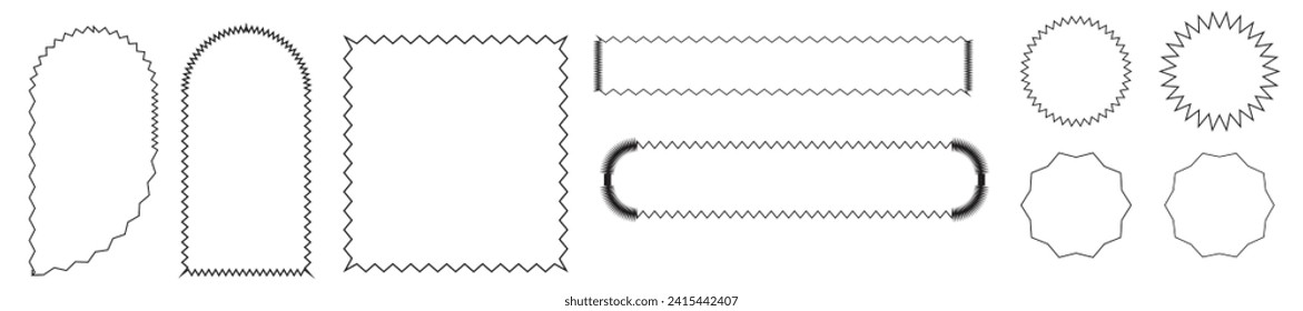 Scalloped rectangle shape and frame template. Clipart