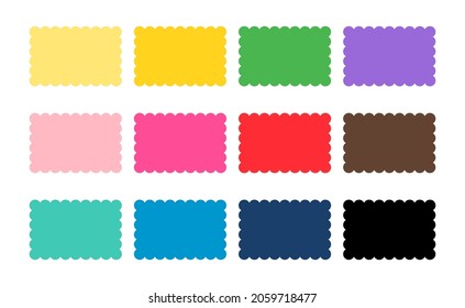 Rectángulo de forma escalonado multicolor. Imagen de cliente aislada en fondo blanco