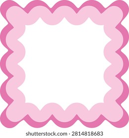 Scalloped Square Border Frame Vector Illustration Colorful Decorative Rounded Shape Printable Label Template