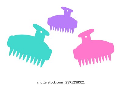 Scalp massaging shampoo brush. 
Colorful flat illustration. 