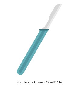 Scalpel with blue handle icon flat isolated on white background vector illustration