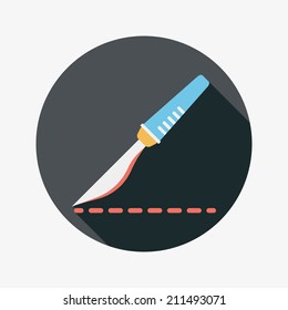 Scalpel Cut Flat Icon With Long Shadow