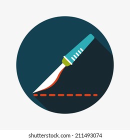 Scalpel cut flat icon with long shadow