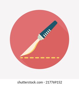 Scalpel cut flat icon with long shadow