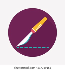 Scalpel cut flat icon with long shadow