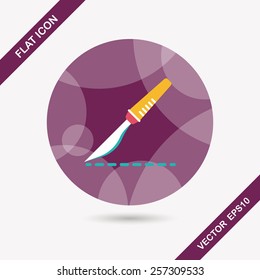 Scalpel cut flat icon with long shadow