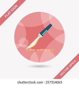 Scalpel cut flat icon with long shadow