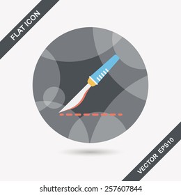 Scalpel cut flat icon with long shadow