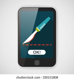 Scalpel cut flat icon with long shadow