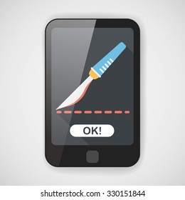 Scalpel cut flat icon with long shadow