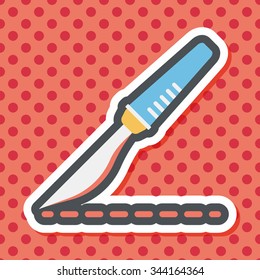 Scalpel cut flat icon with long shadow