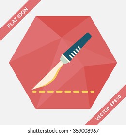 Scalpel cut flat icon with long shadow