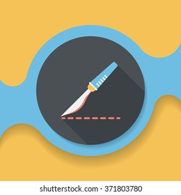 Scalpel cut flat icon with long shadow