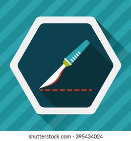 Scalpel cut flat icon with long shadow