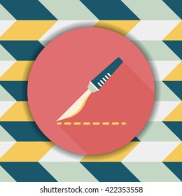 Scalpel cut flat icon with long shadow