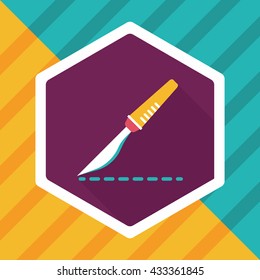 Scalpel cut flat icon with long shadow