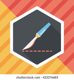 Scalpel cut flat icon with long shadow