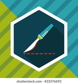Scalpel cut flat icon with long shadow