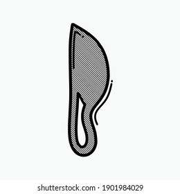 Icono de vector de doodle escalpel. Línea dibujada a mano en la ilustración del esbozo de dibujo.