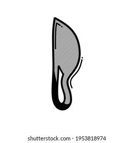 Icono de vector de doodle escalpel. Línea dibujada a mano en la ilustración del esbozo de dibujo.