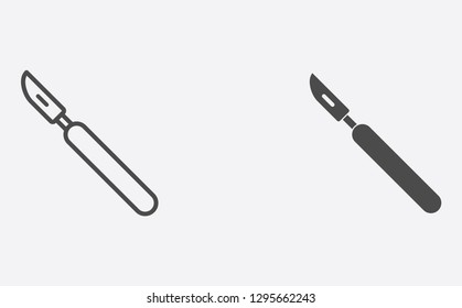 Scalpel filled and outline vector icon sign symbol